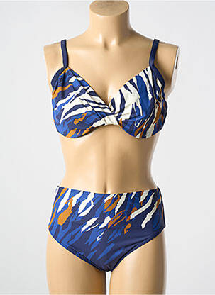 Maillot de bain 2 pièces stretch haut soutien-gorge emboitant bleu TAMOURÉ femme