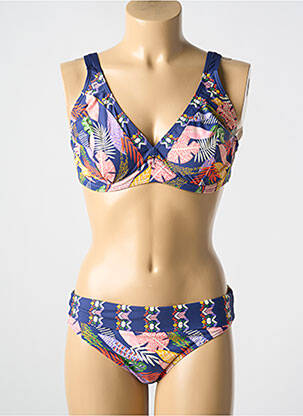 Maillot de bain 2 pièces stretch haut soutien-gorge emboitant bleu TAMOURÉ femme