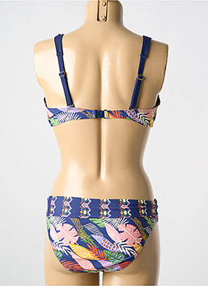 Maillot de bain 2 pièces stretch haut soutien-gorge emboitant bleu TAMOURÉ femme