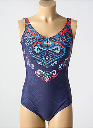 Maillot de bain 1 pièce imprimé fantaisie haut soutien-gorge moulé bleu TAMOURÉ femme