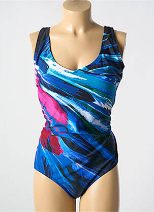 Maillot de bain 1 pièce imprimé fantaisie haut soutien-gorge moulé bleu TAMOURÉ femme