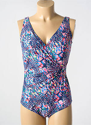 Maillot de bain 1 pièce imprimé fantaisie haut soutien-gorge moulé bleu TAMOURÉ femme