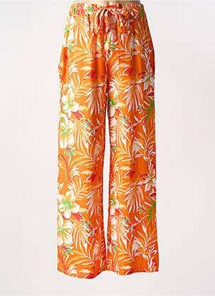 Pantalon droit taille élastique orange LAGON BLEU femme