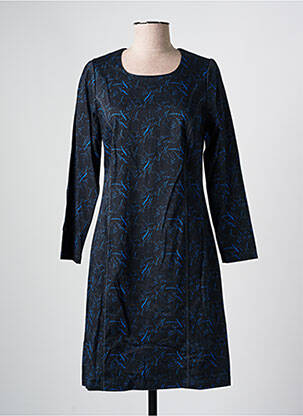 Robe mi-longue imprimé fantaisie manches longues noir GUY DUBOUIS femme