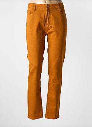 Pantalon droit fermeture zippée sous rabat boutonné orange X-MAX femme