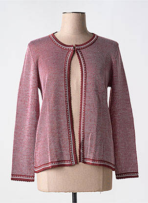 Gilet manches longues col rond rouge OMC femme