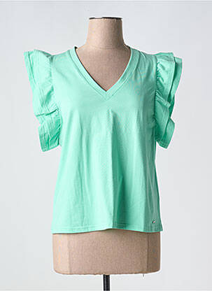 T-shirt col v manches courtes vert MCM femme