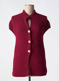 Gilet manches courtes fermeture boutonnée sur le devant rouge LA PETITE NÎMOISE femme