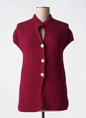 Gilet manches courtes fermeture boutonnée sur le devant rouge LA PETITE NÎMOISE femme