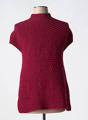 Gilet manches courtes fermeture boutonnée sur le devant rouge LA PETITE NÎMOISE femme