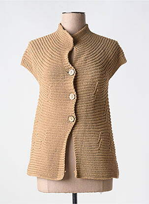 Gilet manches courtes fermeture boutonnée sur le devant marron LA PETITE NÎMOISE femme