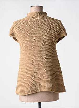 Gilet manches courtes maille tricot marron LA PETITE NÎMOISE femme