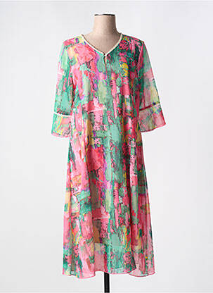 Robe mi-longue imprimé fantaisie manches longues rose MCM femme
