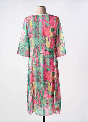 Robe mi-longue imprimé fantaisie manches longues rose MCM femme