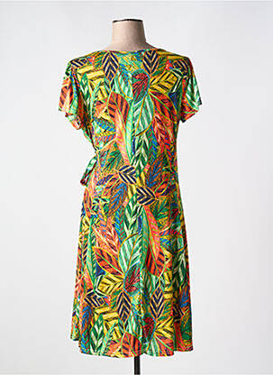 Robe mi-longue imprimé fantaisie manches courtes vert RENATTO BENE femme