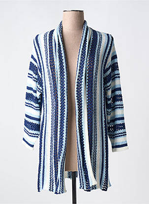 Gilet manches longues maille tricot bleu MCM femme