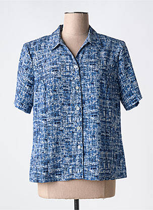 Chemisier coupe cintrée manches courtes bleu OMC femme