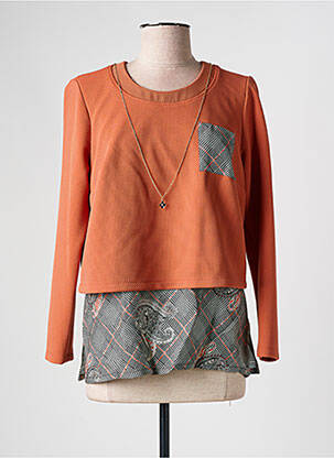 Tunique manches longues tissage crêpe orange GREGORY PAT femme