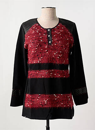 Pull tissage chiné manches longues rouge FRANCE RIVOIRE femme