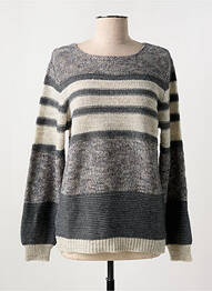 Pull tissage chiné manches longues gris COULEURS DU TEMPS femme