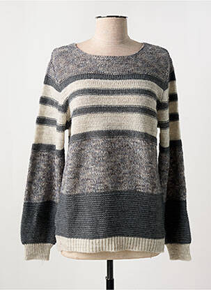 Pull stretch manches longues gris COULEURS DU TEMPS femme