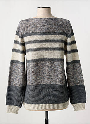 Pull tissage chiné manches longues gris COULEURS DU TEMPS femme