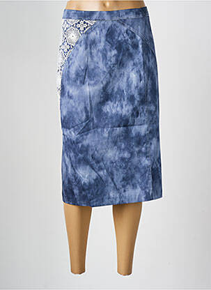Jupe mi-longue taille à pinces bleu JEAN DELFIN femme