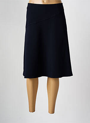 Jupe mi-longue fermeture zip latéral bleu TONI femme