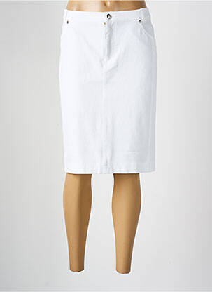 Jupe mi-longue stretch blanc FABER femme