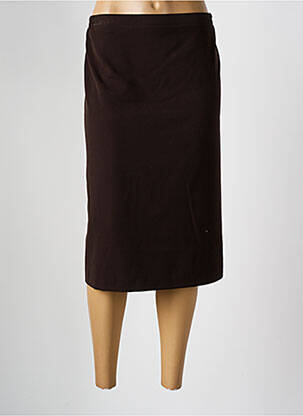 Jupe mi-longue coupe droite marron FRANCE RIVOIRE femme
