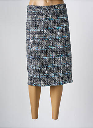 Jupe mi-longue coupe droite bleu FRANCE RIVOIRE femme