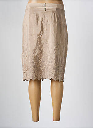 Jupe mi-longue taille élastique marron FRED SABATIER femme