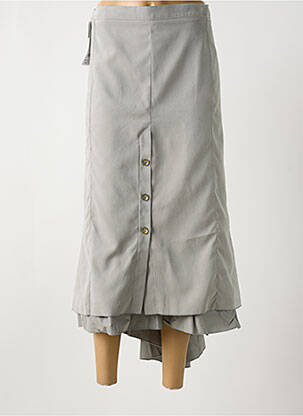 Jupe longue fermeture zippée au dos gris SEMPRE PIU BY CHALOU femme