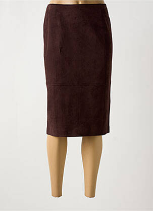 Jupe mi-longue stretch marron LUCIA femme