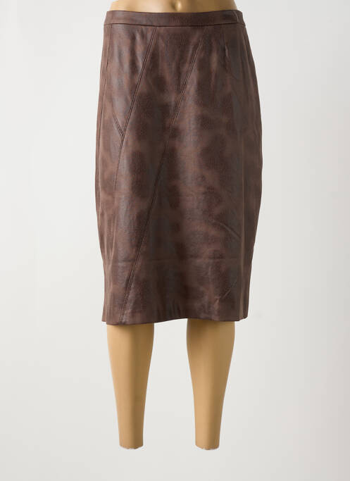 Jupe mi-longue marron JEAN DELFIN pour femme