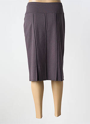 Jupe mi-longue stretch gris LUCIA femme