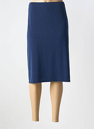 Jupe mi-longue coupe droite bleu FRANCE RIVOIRE femme