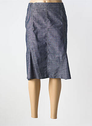 Jupe mi-longue coupe droite bleu FRANCE RIVOIRE femme
