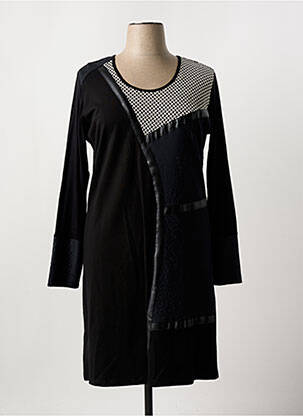 Robe mi-longue manches longues manches longues noir FRED SABATIER femme
