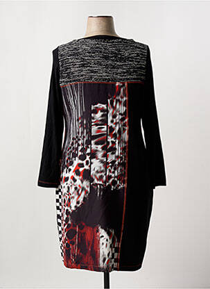 Robe mi-longue imprimé fantaisie manches longues noir FRED SABATIER femme