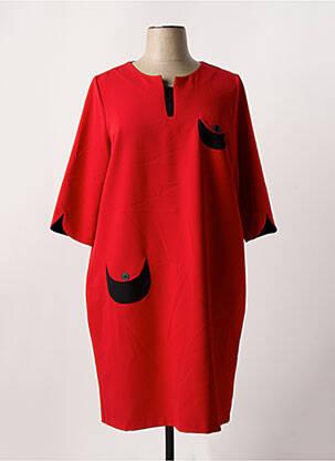 Robe mi-longue manches 3/4 manches 3/4 rouge FRANCE RIVOIRE femme