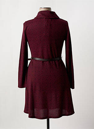 Robe mi-longue imprimé fantaisie manches longues rouge SURKANA femme