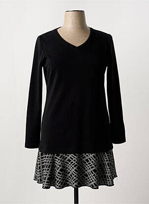 Robe mi-longue manches longues manches longues noir ANDAMIO femme