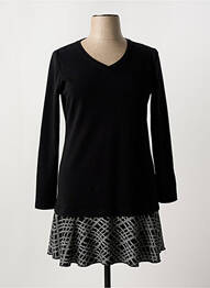 Robe mi-longue manches longues manches longues noir ANDAMIO femme