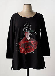 T-shirt manches longues manches longues noir SOPHIA CURVY femme