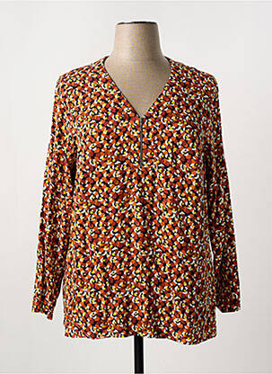 Blouse tissage popeline manches longues orange FRANCE RIVOIRE femme