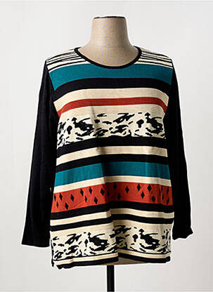 Pull coupe droite manches longues noir FRANCE RIVOIRE femme