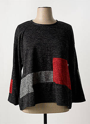 Pull tissage chiné manches longues gris FRANCK ANNA femme