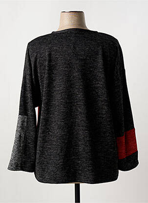 Pull tissage chiné manches longues gris FRANCK ANNA femme