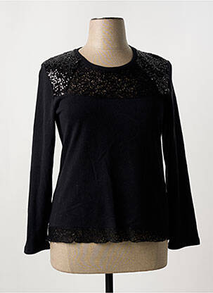 Pull coupe cintrée manches longues noir FRANCE RIVOIRE femme